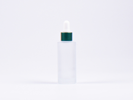 Glasflasche säuremattiert, 30ml, mit Pipette Alu grün-matt